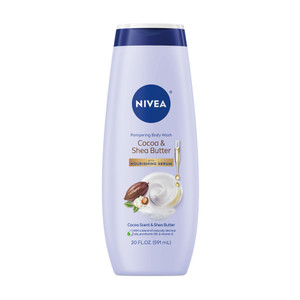 NIVEA Pampering Cocoa and Shea Butter Body Wash with Nourishing Serum, Moisturizing Body Wash for Women, Enriched with Provitamin B5 and Vitamin E, 2