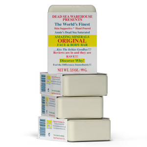 Dead Sea Warehouse - Dead Sea Salt Soap Bar - Original Face & Body Bar - Hydrating Mineral Soap for All Skin Types, Fragrance-Free  4 Pack