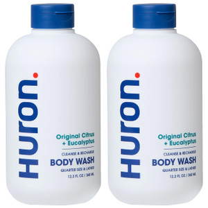 Huron Mens Moisturizing Body Wash  Crisp & Invigorating Scent of Citrus, Eucalyptus, Mint, & Aromatic Greens - Coconut Oil, Vitamin E & Witch Hazel