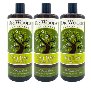 Dr. Woods Pure Tea Tree Liquid Castile Soap - Natural Castile Soap for Body, Hands, and Face with Vitamin E and Hemp Oil, for Men and Women - 32 Fl O
