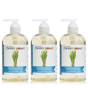 Natural Flower Power Liquid Hand Soap  Plant-Derived and Bio-Based Formula  Sulfate-Free, pH-Balanced, Vegan 3 Pack  Lemongrass  3 x 12 oz