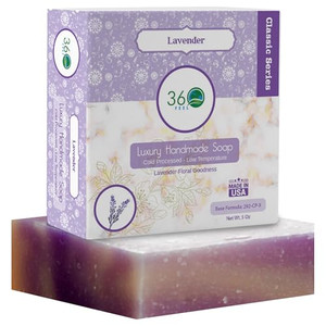 360Feel Lavender Soap - Made in The USA - Castile Handmade, All Natural, Cold Processed Infused with Refreshing Lavender Essential Oil for Relaxation