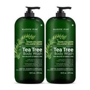 Majestic Pure Tea Tree Body Wash - Formulated to Combat Dry, Flaky Skin - Soothes, Nourishes and Moisturizes Irritated, Chapped, Problem Skin Areas -