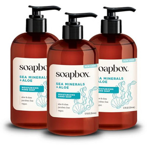 Soapbox Liquid Hand Soap, Sea Minerals & Aloe - Gentle & Moisturizing Hand Wash for Kitchen and Bathroom, Vegan & Cruelty Free Scented Hand Soap 12 O