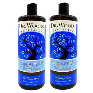 Dr. Woods Peppermint Liquid Castile Soap- Castile Soap with Pure Peppermint Oil, Body Wash for Men and Women, Contains Olive Oil, Natural Cleanser fo