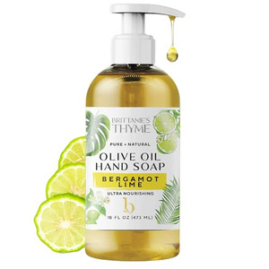 Brittanies Pure Castile Liquid Soap Refill, Bergamot Lime, 16 Ounce | Dish Soap, Hair & Body, Home, Gentle and Pure, Made with Natural Luxurious Oil