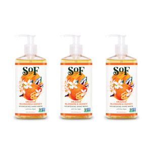 SoF Nourishing Hand Wash - With Moisturizing Sea Algae, Coconut & Olive Oil- Vegan & Non GMO- Free From Phthalates, Sulfates & Parabens- Orange Bloss