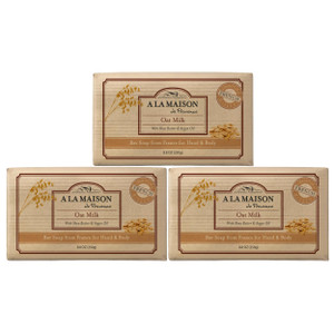 A LA MAISON Oat Milk Bar Soap - Triple French Milled Natural Moisturizing Hand Soap Bar (3 Bars of Soap, 8.8 oz Bar)