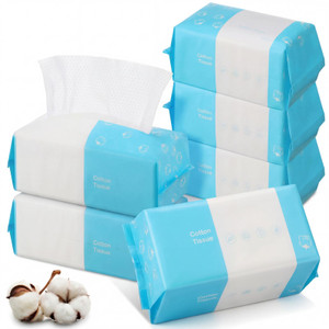 Riakrum 12 Pack Disposable Towelettes Face Towel Bulk Cotton Face Tissues Soft Facial Tissue Dry Wet Use for Sensitive Skin Care Makeup Removing Surf