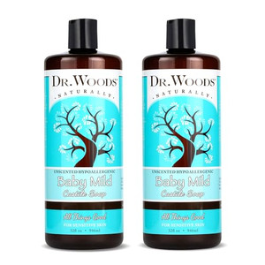 Dr. Woods Unscented Baby Mild Liquid Castile Soap - Natural Soap for Sensitive Skin, Gentle Cleanser with Hemp Oil and Vitamin E - Paraben, Sulfate,