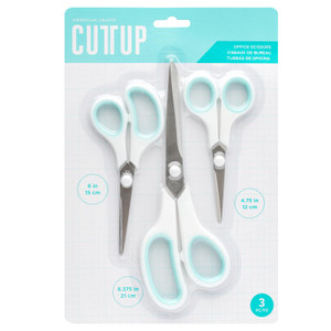 American Crafts White Office Scissors, 3 Pack Regula, Cutting Tools Stainless Steal Blades Soft Grip White Scissors School Supplies Office Supplies