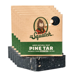 Dr. Squatch Natural Mens Bar Soap - Cold Process Body Soap Bar with Natural Oils - Gifts for Men - Pine Tar (5 oz, 5-Pack)