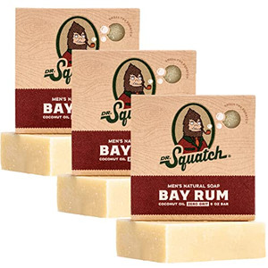 Dr. Squatch Natural Mens Bar Soap - Cold Process Body Soap Bar with Natural Oils - Gifts for Men - Bay Rum (5 oz, 3-Pack)