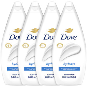 Dove Body Wash Hydrate 4-Pack  Moisturizing Cleanser for Smooth, Soft Skin, 25.3 Oz Ea