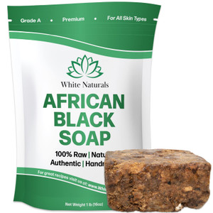 Raw African Black Soap 1lb Bar, for Dry Skin and Skin Conditions, Pure & Natural Ingredients, Imported From Ghana Handcraft Cleanser for Face, Body,