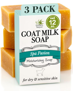 Southern Natural Goat Milk Soap Bar - 3 Pack Essential Oil Blend - For Dry Sensitive Skin. Natural Handmade Face & Body Soap For Men & Women. (Net 12