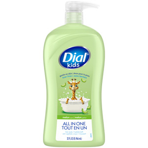 Dial Kids All-in-1 Body Wash + Hair + Bubble Bath, Melon Scent, 32 Fl Oz, Hypoallergenic Body Wash & Shampoo, No Tears Formula for Kids 2+ Years, No