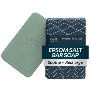 Oars + Alps Exfoliating & Moisturizing Bar Soap for Men, Deep Cleaning Soap, Clean Ingredients, All Skin Types, Epsom Salt, 1pk