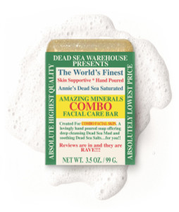 Dead Sea Warehouse - Dead Sea COMBO Facial Care Bar - Face Soap for Women and Men - Clarifying Dead Sea Mud & Salt Soap for Combination Skin, Handmad