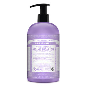 Dr. Bronner's - Organic Sugar Soap (Lavender, 24 Ounce) - Made with Organic Oils, Sugar and Shikakai Powder, 4-in-1 Uses: Hands, Body, Face and Hair,