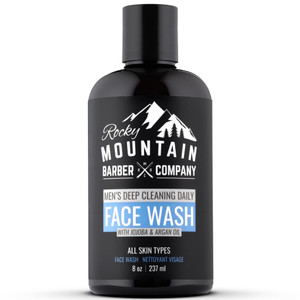Rocky Mountain Barber Company Men's Daily Face Wash - With Jojoba Oil, Argan Oil, Chamomile Floral Water and Aloe Vera  Unscented - 8 oz