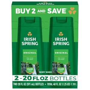 Irish Spring Original Moisturizing Body Wash for Men, 24-Hour Fresh, Face and Body Wash, Mens Body Wash, Biodegradable Ingredients, Paraben Free, Co