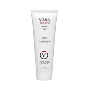 Visha Skincare Top 2 Toe 5 In 1 All Over Hydrating And Energizing Wash For Hair Face And Body, Gently Cleanses, Exfoliates And Deodorizes, Decreases