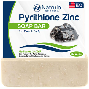 Pyrithione Zinc Soap Bar for Face & Body, 4oz | Medicated 2% ZnP Bar Soap Skin Therapy Cleanser for Acne, Rosacea, Eczema, Dermatitis, Psoriasis, Itc
