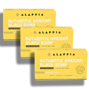 Alaffia Authentic African Black Soap Triple Milled, Charcoal Reishi 5 Oz (Pack of 3)