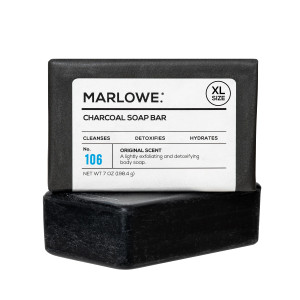 MARLOWE. No. 106 Charcoal Soap 7 oz, Body Bar Soap for Men, Cleansing, Purifying & Hydrating with Natural Extracts, Shea Butter, Olive Oil & Green Te