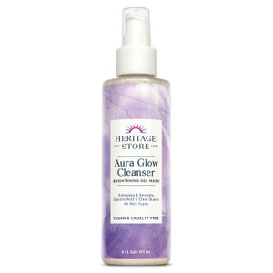 Heritage Store Aura Glow Facial Cleanser, Brightening Wash for a Fresh Glow, All Skin Types, Revitalizing Gel Cleanser Exfoliates & Smooths with Glyc