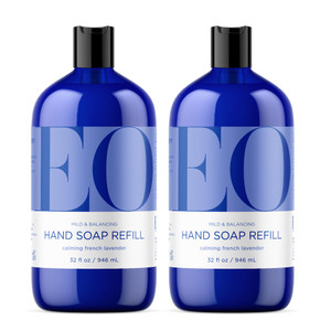 EO Liquid Hand Soap Refill, 32 Ounce (Pack of 2), French Lavender, Organic Plant-Based Gentle Cleanser with Pure Essential Oils