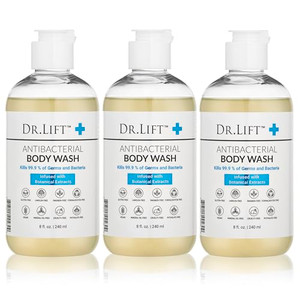 DR. LIFT Antibacterial Body Wash, 8 oz (3-Pack) - Gentle & Effective Shower Gel - Made in America