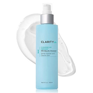 ClarityRx Cleanse As Needed 10% Glycolic Acid Exfoliating Face Wash, Natural Plant-Based Brightening Facial Cleanser for Smooth, Glowing Skin (4 fl o