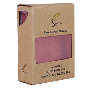 SVATV Handcrafted Soap with natural, soothing herbs of LAVENDER & GREEN TEA I For Men and Women | Kosher & GMP Certified Soap | Traditional Ayurvedic