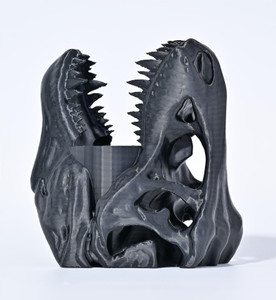 KwatTsz Dinosaur Pen Holder, Dinosaur Skull Figurine Pencil Holder for Office Desk Decor, Funny Easter Gifts for Men Boys Room Decor, Cool Black T-Re