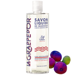 La Grappe d'Or Mediterranean Fig Marseille Soap Body Wash Enriched with Moisturizing Shea & Essential Oil | Made in France from Organic Olive & Cocon