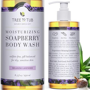 Tree to Tub Lavender Body Wash for Sensitive Skin & Dry Skin - pH Balanced Moisturizing Body Wash, Hydrating Sulfate Free Vegan Body Soap for Women &