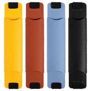 APLZGMG 4 Pieces Adjustable Pen Holder for Notebook, Elastic Strap Band PU Leather Pen Sleeve Pouch for Hardcover Journals, 8-11.5 Inch, Khaki, Gray,