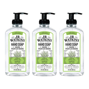 JR Watkins Gel Hand Soap, Aloe & Green Tea, 3 Pack, Scented Liquid Hand Wash for Bathroom or? Kitchen, USA Made and Cruelty Free, 11 fl oz