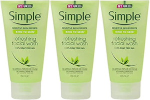 Simple Kind to Skin Refreshing Facial Gel Wash, 5.07 Ounce / 150 Ml (Pack of 3)