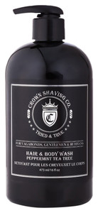 Men's Hair & Body Wash16oz (473ml) - Crown Shaving Co - Peppermint and Tea Tree Oil Soothing and Hydrating Mens Hair and Body Wash
