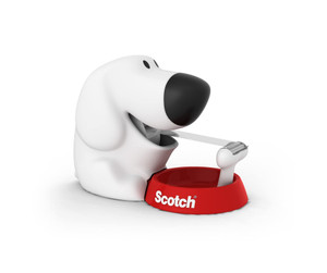 Scotch Dog Tape Dispenser - Holds Tape up to 19 mm Wide x 7.5 m - Cute Stationery Set and Gift - White