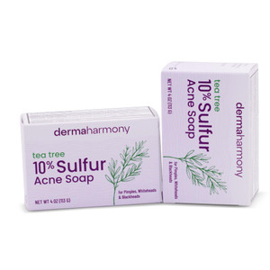 Dermaharmony 10% Sulfur with Tea Tree Oil Acne Bar Soap 4 oz (2 Bars)