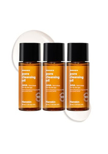Hanskin Alpha Hydroxy Acid Pore Cleansing Oil, Sample Trial Mini Size, Exfoliating Makeup Remover Facial Cleanser Set, Moisturizing [30 ml/Pack of 3]