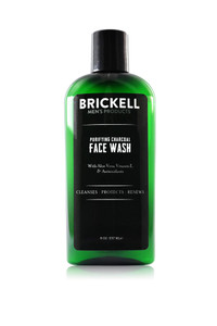 Brickell Men's Purifying Charcoal Face Wash for Men, Natural and Organic Daily Facial Cleanser, 8 Ounce, Scented