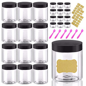 8oz Plastic Jars with Lids 8 oz Plastic Containers with Lids + 20g Sample Containers (Set of 24) Airtight Container for Lip Scrub, Body Butters, Crea