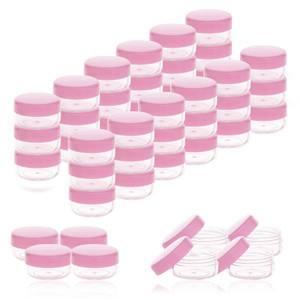 ZEJIA 5Gram Cosmetic Containers 100pcs Tiny Makeup Sample Jaws with Pink lids