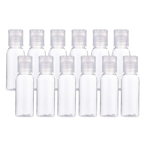 BENECREAT 24 Pack 1oz PET Plastic Bottles - Clear Refillable Travel Containers with Press Cap for Shampoo, Lotion, Cream, Cosmetics