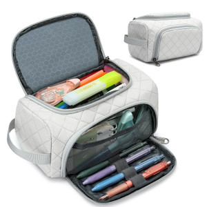 XQXA Large Capacity Pencil Case Organizer, Multifunctional Extra Big Pencil Pouch with Compartmens, Travel Simple Stationery Pen Bag, Fabric Pencil B